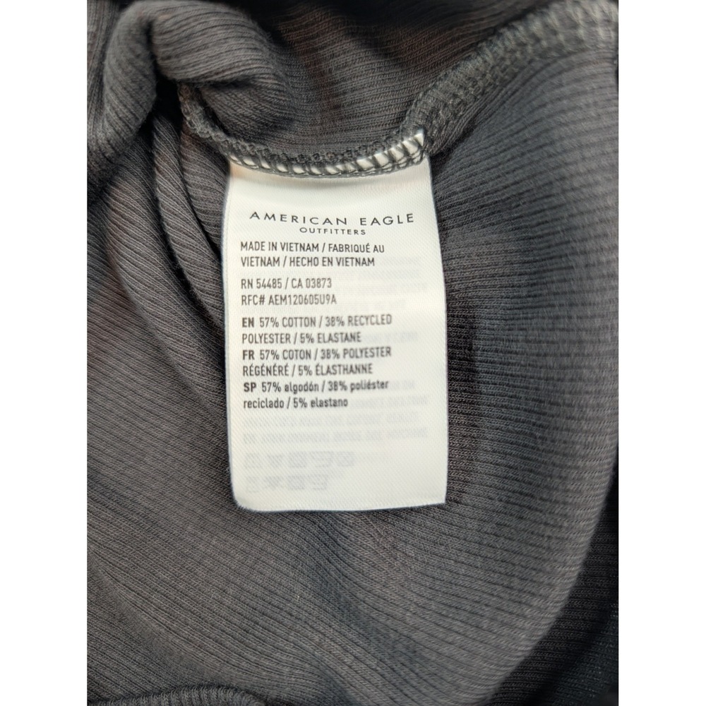 American Eagle Grey Ribbed Graphic Baby Tee Eagle 77 Tiger Short‎ Sleeve Medium - Picture 5 of 10